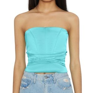 NWT DANIELLE GUIZIO BONDAGE CORSET IN TURQUOISE L